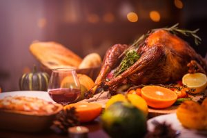 Beautifully colorful thanksgiving meal