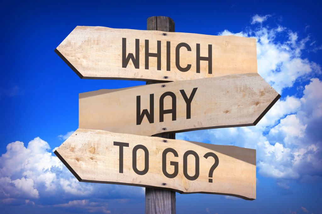 signpost with the text 'which way to go?'