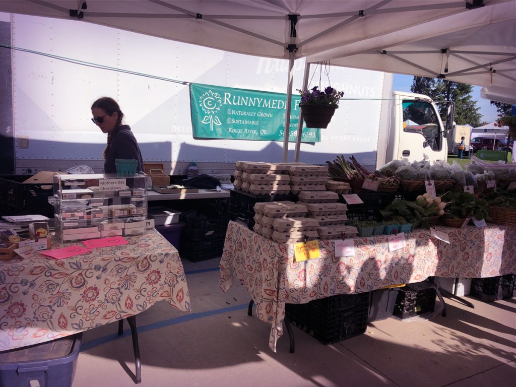 Runnymede farm stand with veggies, starts, eggs, chocolates, jams & yellies...