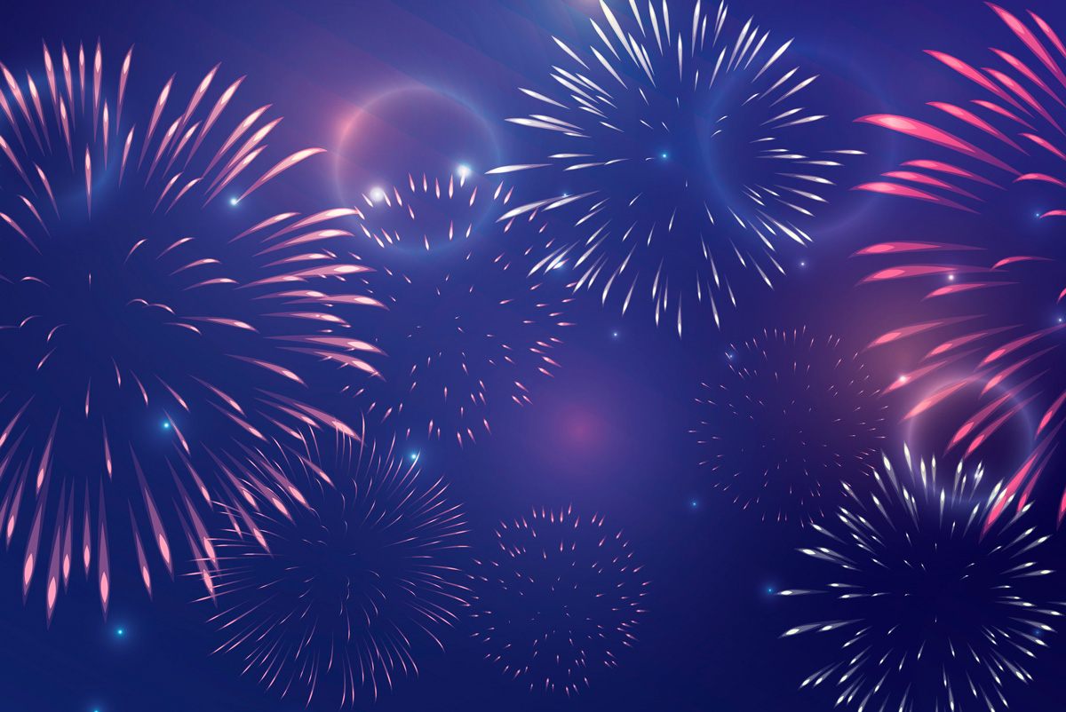 fireworks on purple background